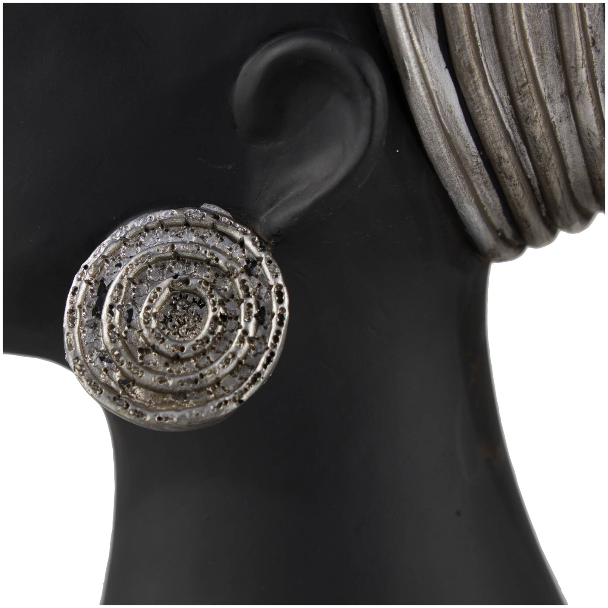 9" Black & Silver Finish Africa Inspired Woman Face Sculpture